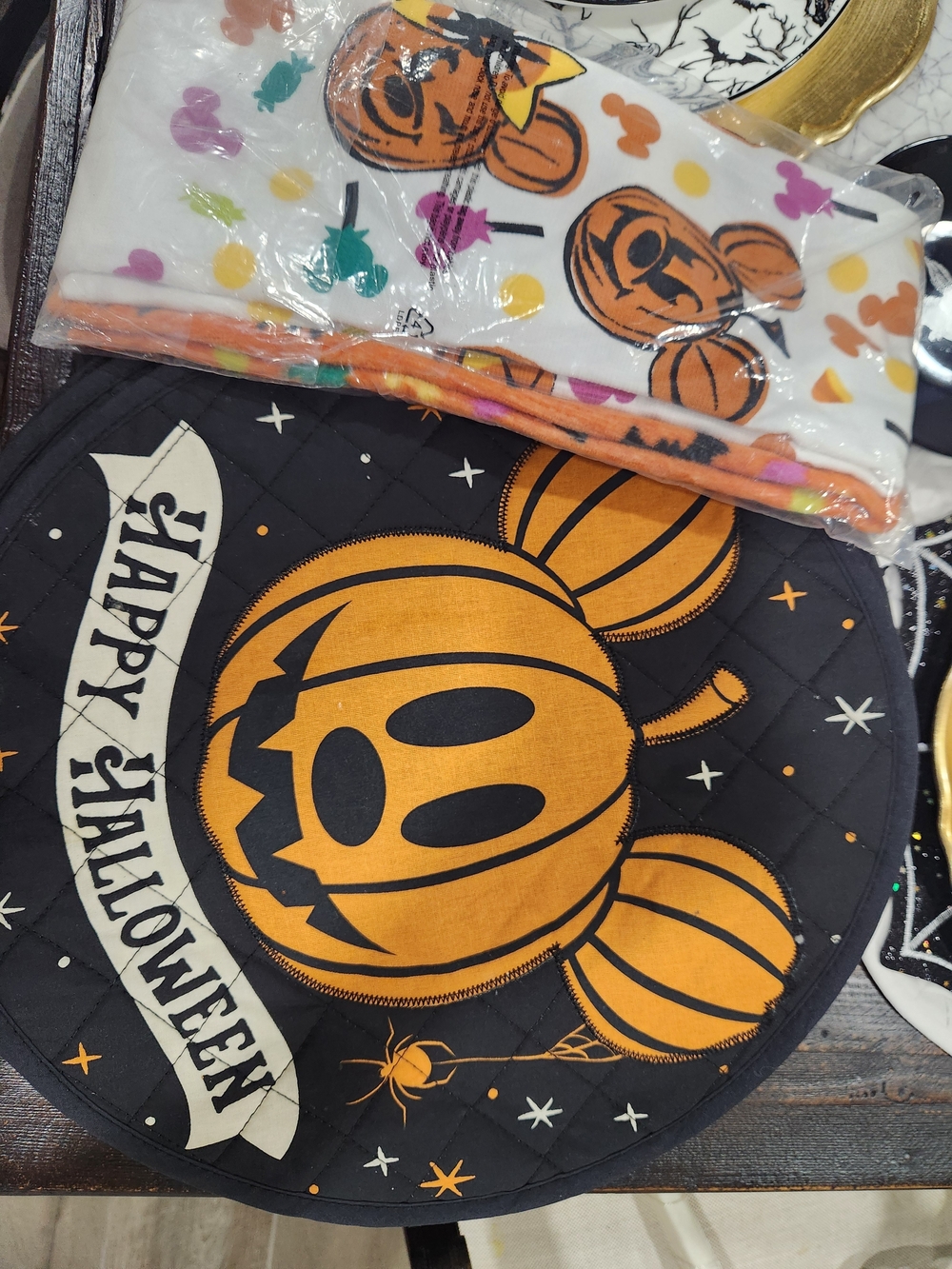 Disney Halloween Quilted Pumpkin Trivet Placemat - Black & Orange